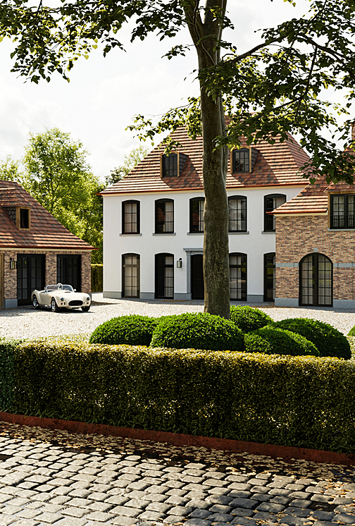 Luxe villa met klassieke auto op de oprit
